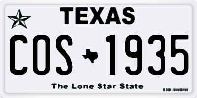 TX license plate COS1935