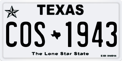 TX license plate COS1943