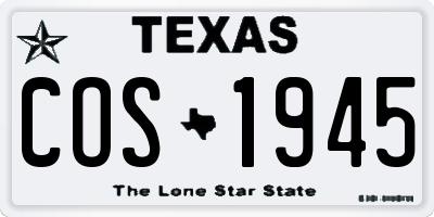 TX license plate COS1945