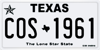 TX license plate COS1961