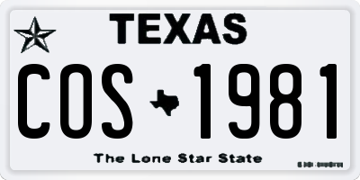 TX license plate COS1981