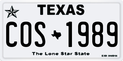 TX license plate COS1989