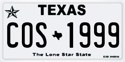 TX license plate COS1999