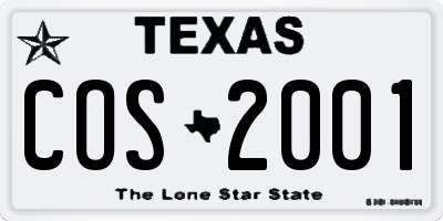 TX license plate COS2001