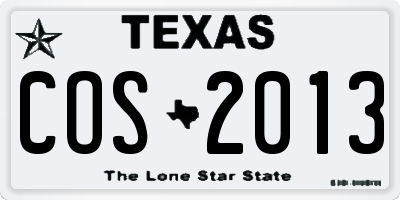 TX license plate COS2013