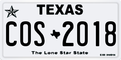TX license plate COS2018