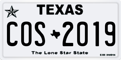 TX license plate COS2019
