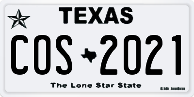 TX license plate COS2021