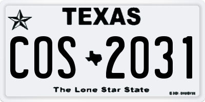 TX license plate COS2031