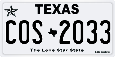 TX license plate COS2033