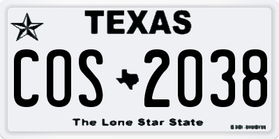 TX license plate COS2038