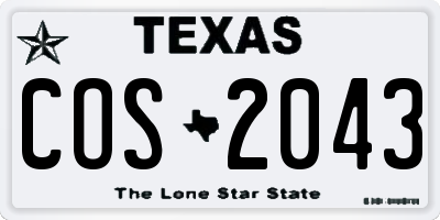 TX license plate COS2043