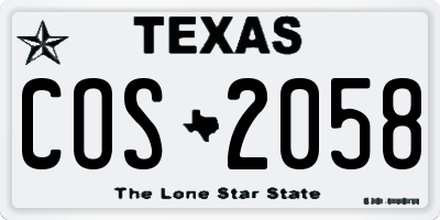 TX license plate COS2058
