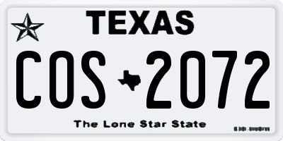TX license plate COS2072