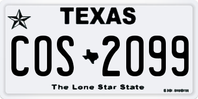 TX license plate COS2099