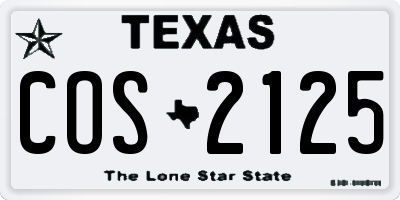 TX license plate COS2125