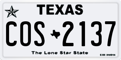 TX license plate COS2137