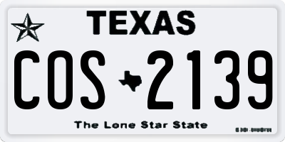 TX license plate COS2139