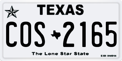 TX license plate COS2165