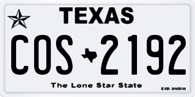 TX license plate COS2192
