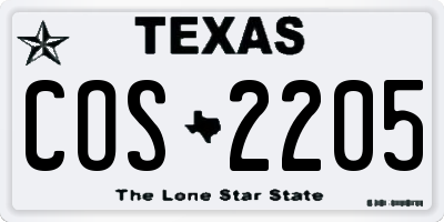 TX license plate COS2205