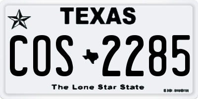 TX license plate COS2285
