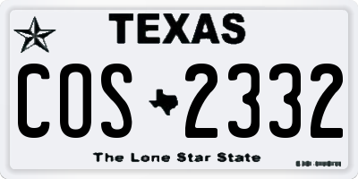 TX license plate COS2332