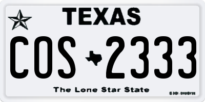 TX license plate COS2333