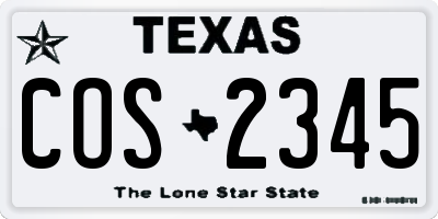 TX license plate COS2345