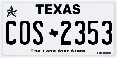 TX license plate COS2353
