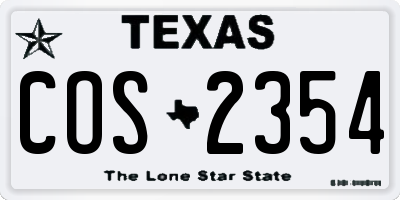 TX license plate COS2354