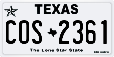 TX license plate COS2361
