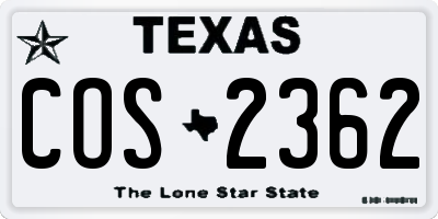 TX license plate COS2362