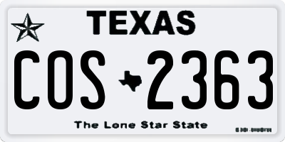 TX license plate COS2363