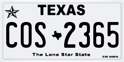 TX license plate COS2365