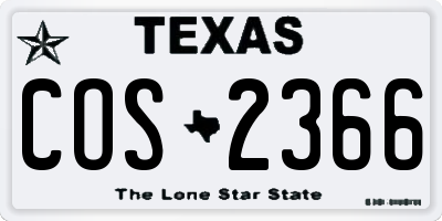 TX license plate COS2366