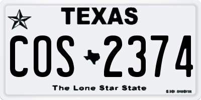 TX license plate COS2374