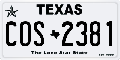 TX license plate COS2381