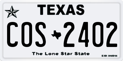 TX license plate COS2402