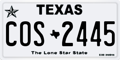 TX license plate COS2445