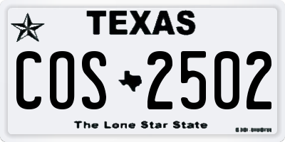 TX license plate COS2502