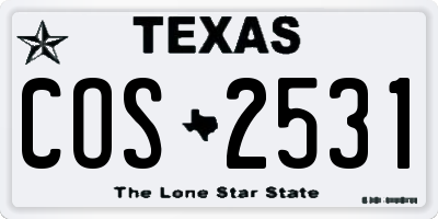 TX license plate COS2531