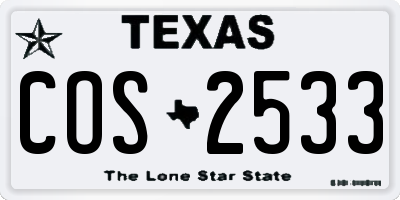 TX license plate COS2533