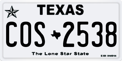 TX license plate COS2538