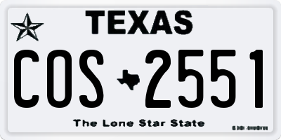 TX license plate COS2551