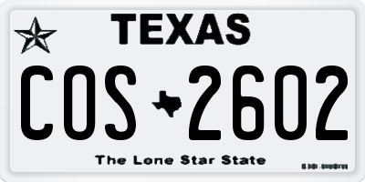 TX license plate COS2602