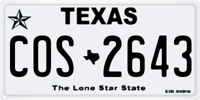 TX license plate COS2643