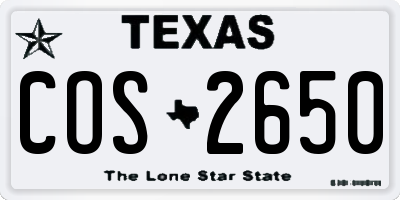 TX license plate COS2650