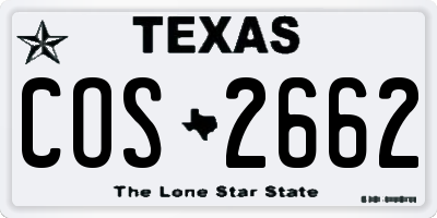 TX license plate COS2662