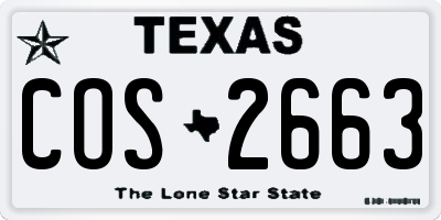 TX license plate COS2663